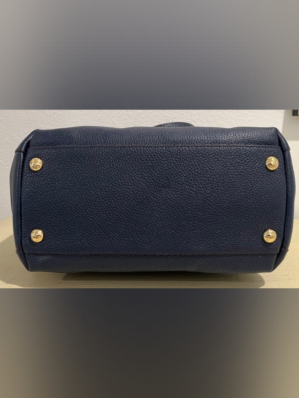 Michael Kors Navy Pebbled Leather Large Harper Tote W/Goldtone Trim New With Tag - Picture 8 of 16